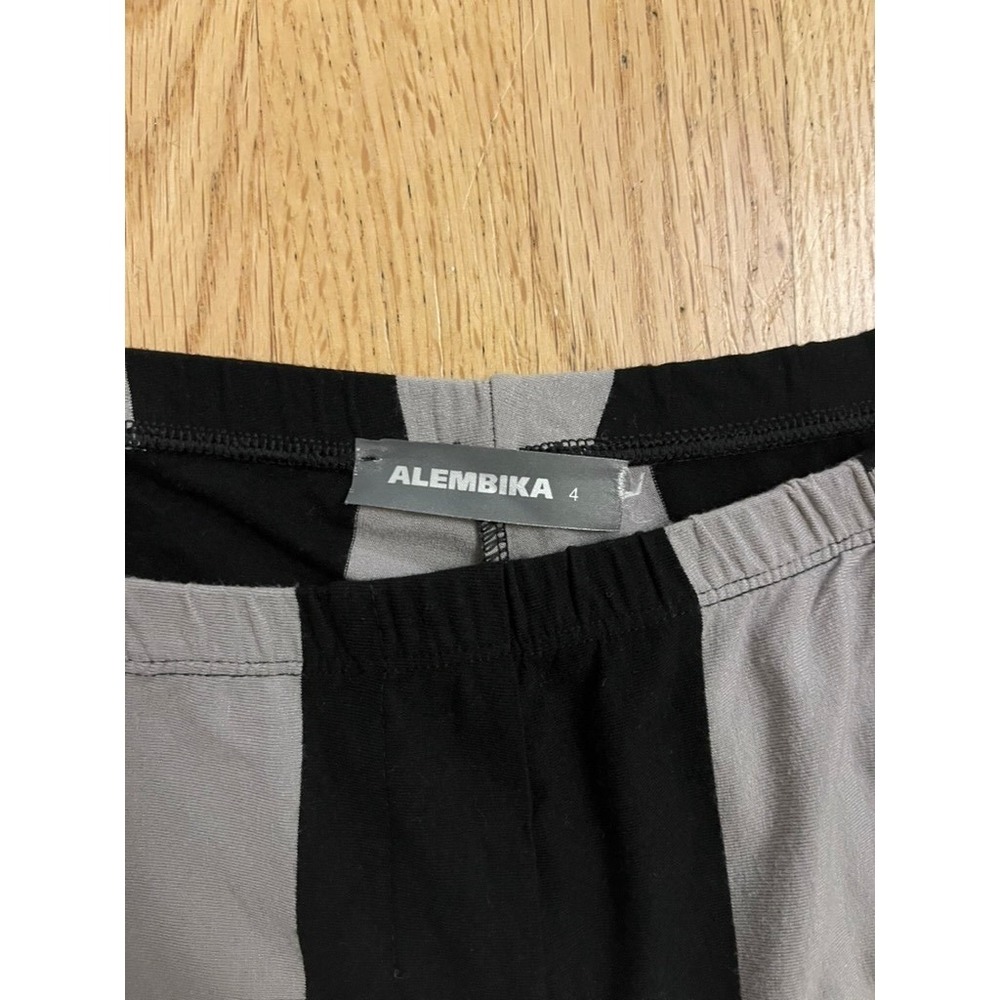 Alembika Punto Pants Black Taupe Stripe Elastic Waist Size 4 (12-14) - Picture 8 of 9